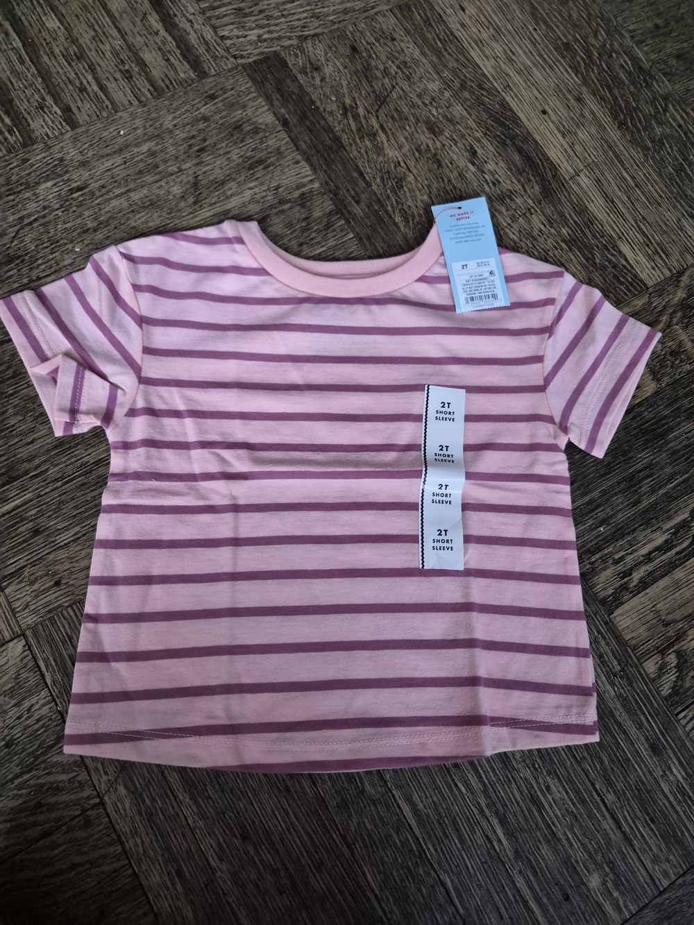 Cat & Jack Pink Striped Short Sleeve Tee